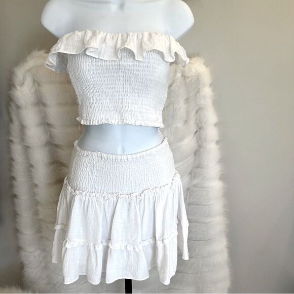 Olivaceous Cotton Tiered Mini Skirt Set (M) - Picture 4 of 13